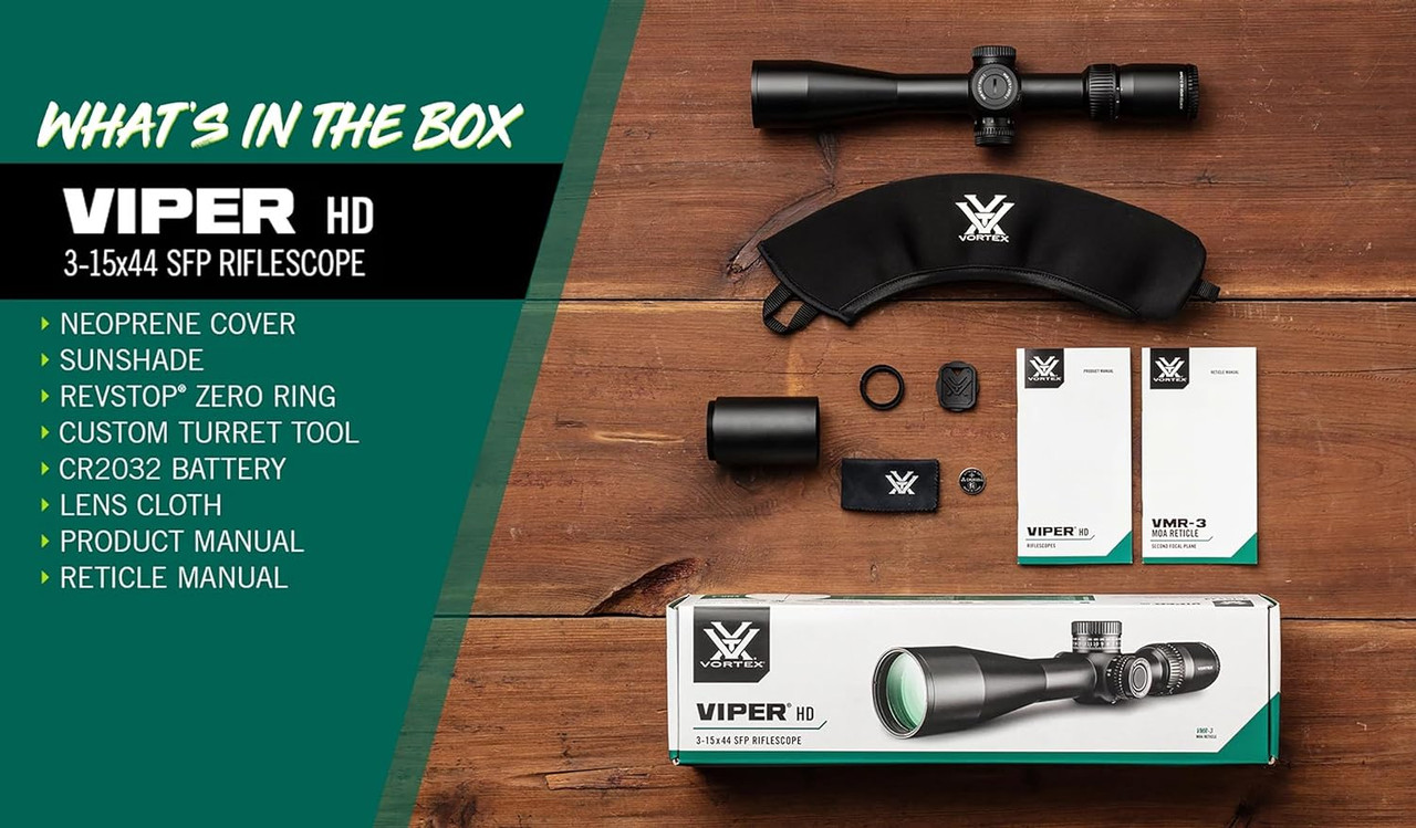Vortex Optics Viper HD 3-15x44 SFP Riflescope - VMR-3 MOA Reticle 30mm Tube