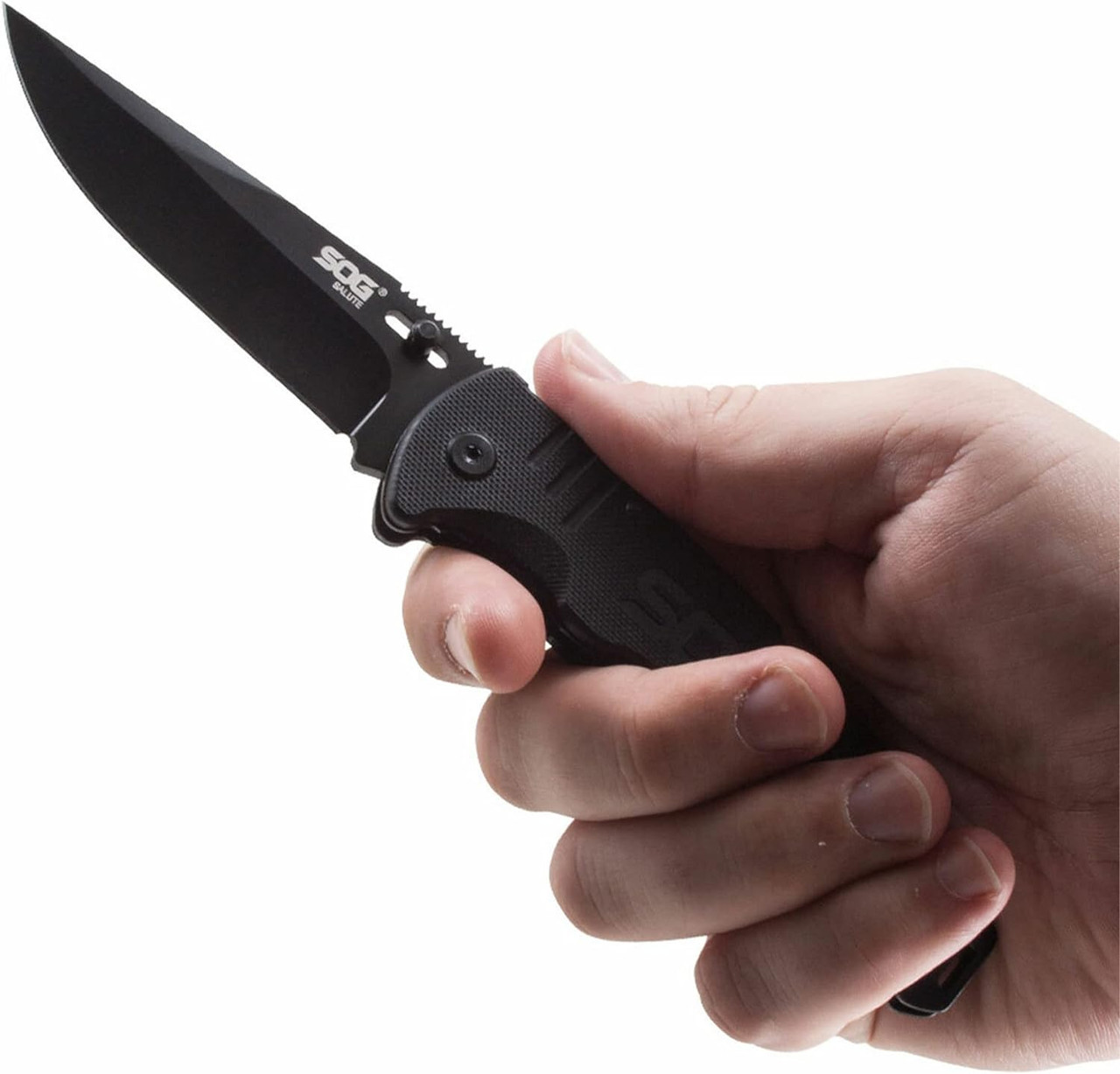 SOG Salute Folding Pocket EDC Knife 3.63 Inch Black W/ Thumbstud - FF11-CP