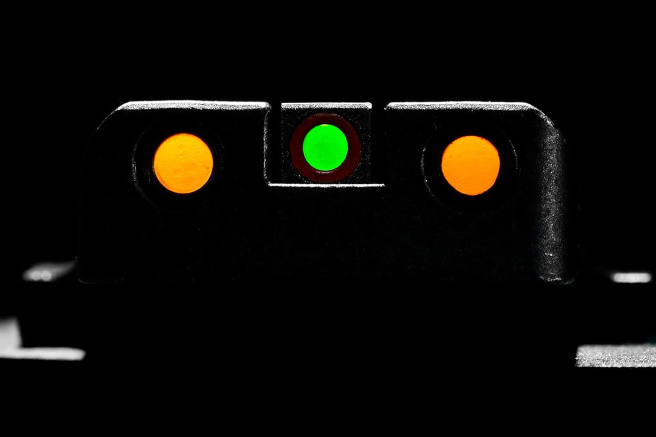 Hi-Viz Sight Set S&W M&P Green/Orange Litepipes W/Orange Front Ring - Black