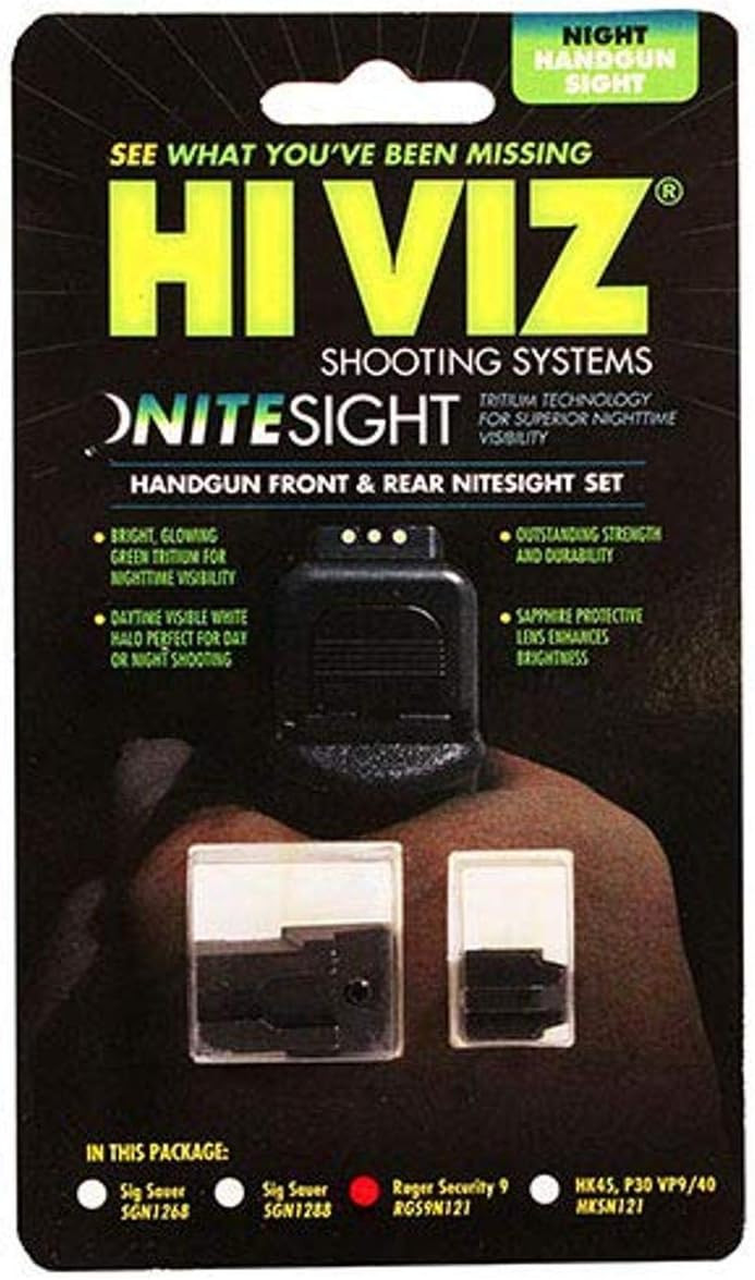 HIVIZ Tritium NiteSight Front & Rear Sight Set Ruger Security 9 - RGS9N121