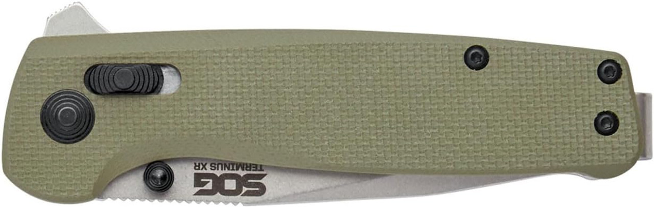 SOG Hunting Terminus XR G10 Ambidextrous EDC Folding Knife - OD Green USED