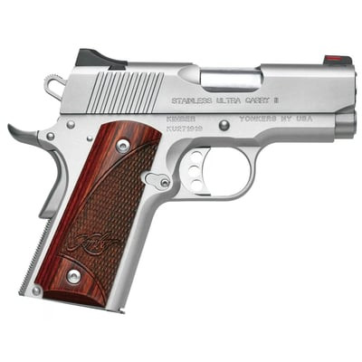 Kimber 3200330 Stainless Ultra Carry II 45 ACP 7+1 3" BBL Rosewood Grip