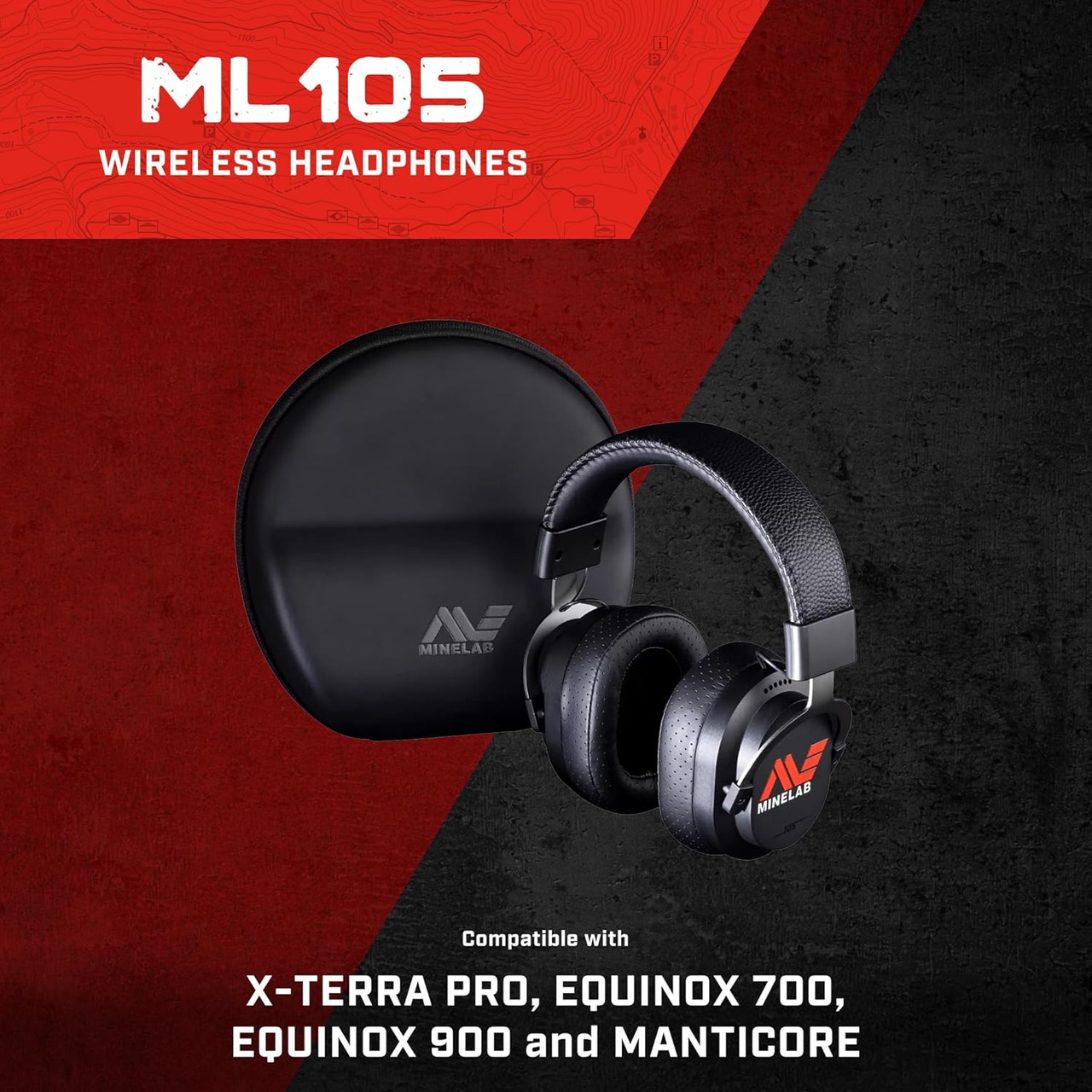 MINELAB ML105 Headphones Includes USB-C Charger, AUX Cable, & Hard Case