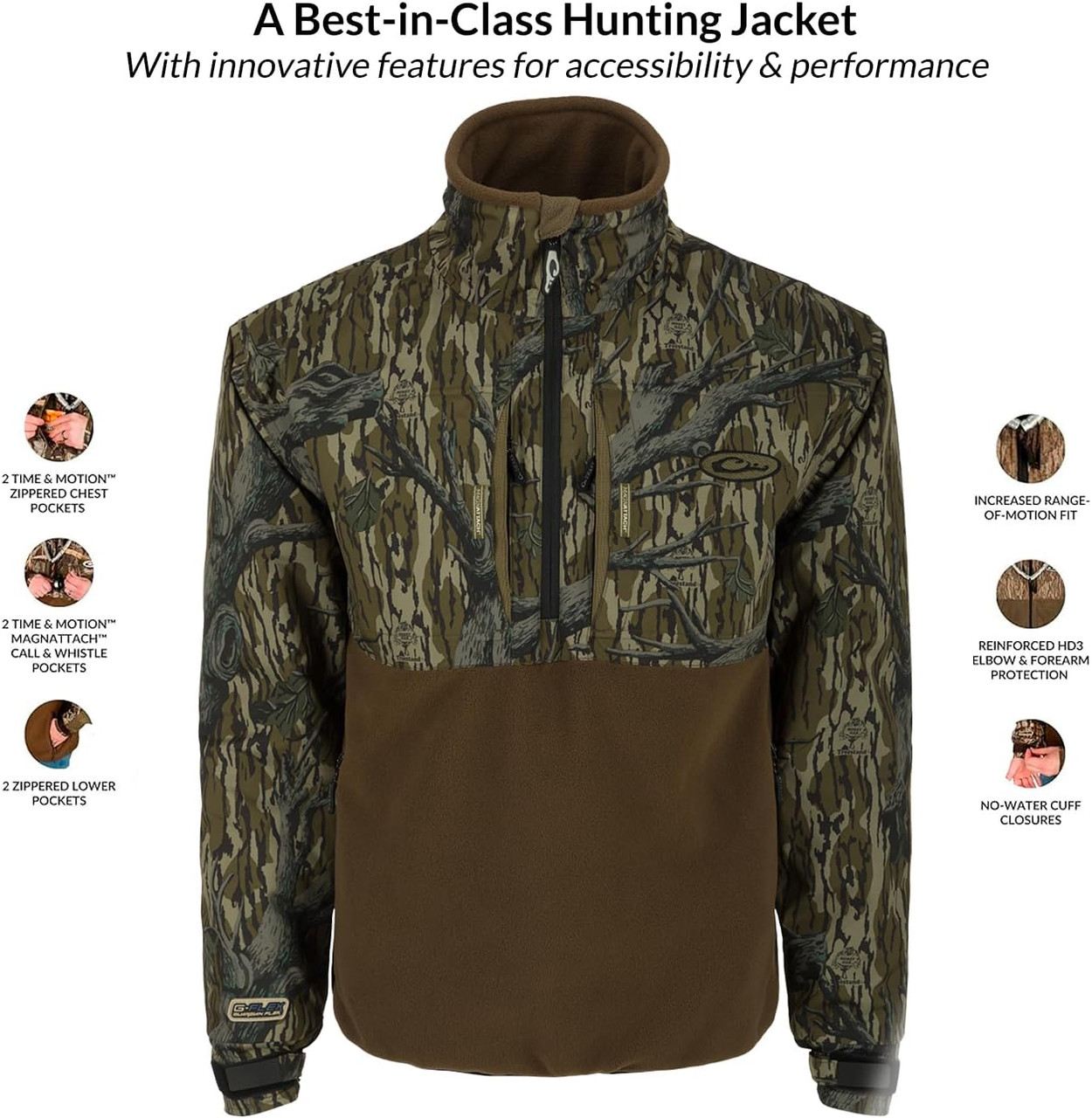 Drake Waterfowl MST G-Flex Eqwader 1/4 Zip Jacket Original Treestand XL