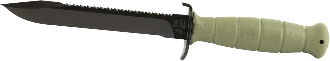 Glock Field 7" Fixed Clip Point Plain/Saw Green Polymer Handle & Sheath