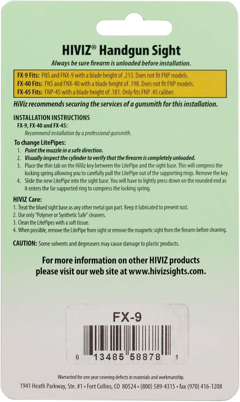 HIVIZ Interchangeable Front Sight FNS & FNX-9 Models W/ Blade Height .213" HIVIZ Interchangeable Front Sight FNS & FNX-9 Models W/ Blade Height .213"
