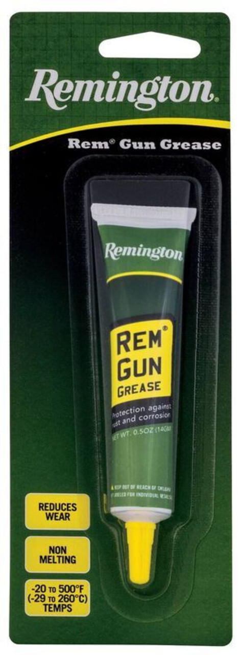 Rem Gun Grease All Firearm Types Wide Temp. Range -20F to 500 0.5 oz Tube Rem Gun Grease All Firearm Types Wide Temp. Range -20F to 500 0.5 oz Tube