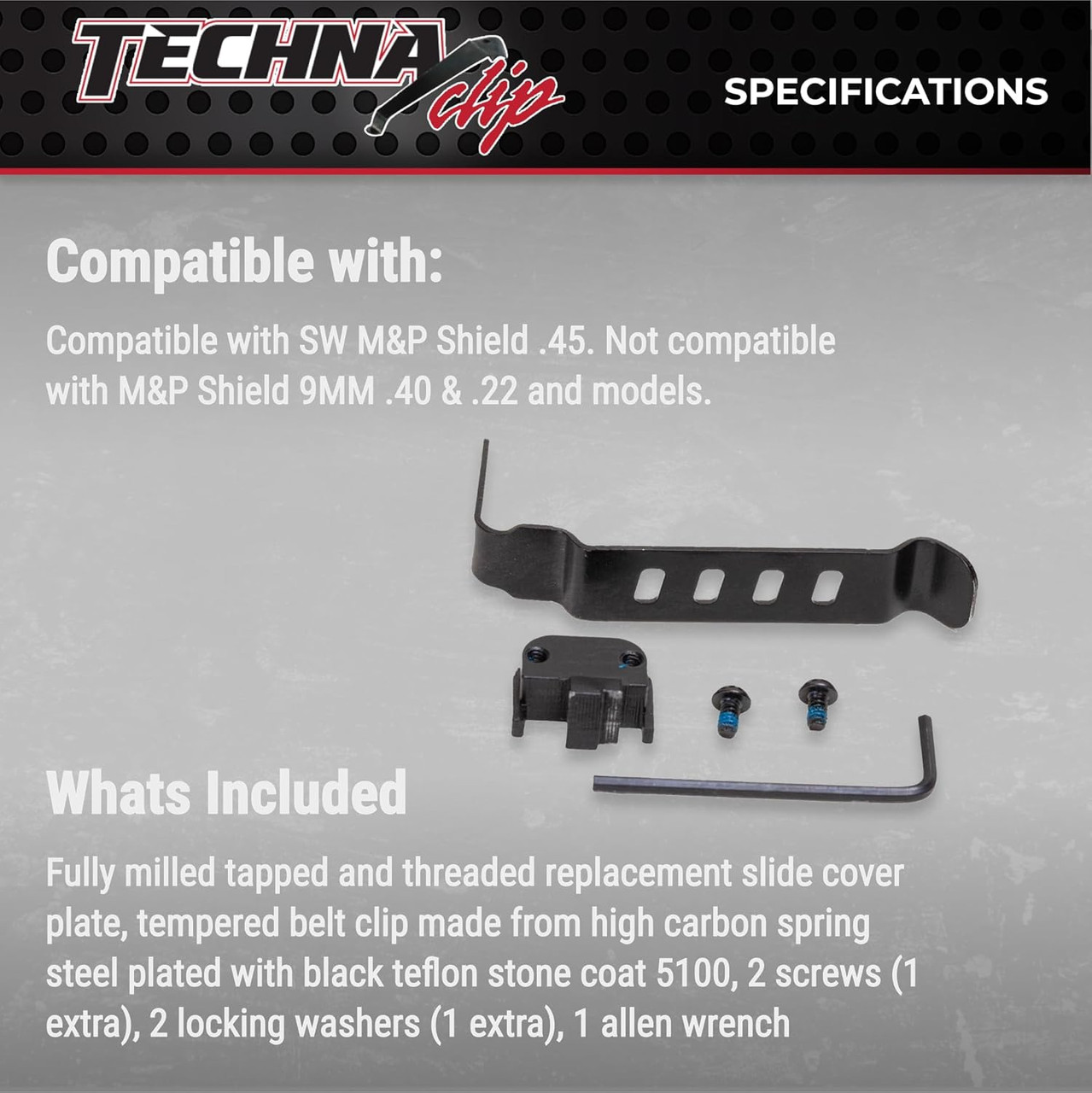 Techna Clip Concealment System Smith & Wesson M&P Shield .45 Gun-Clip RH Techna Clip Concealment System Smith & Wesson M&P Shield .45 Gun-Clip RH