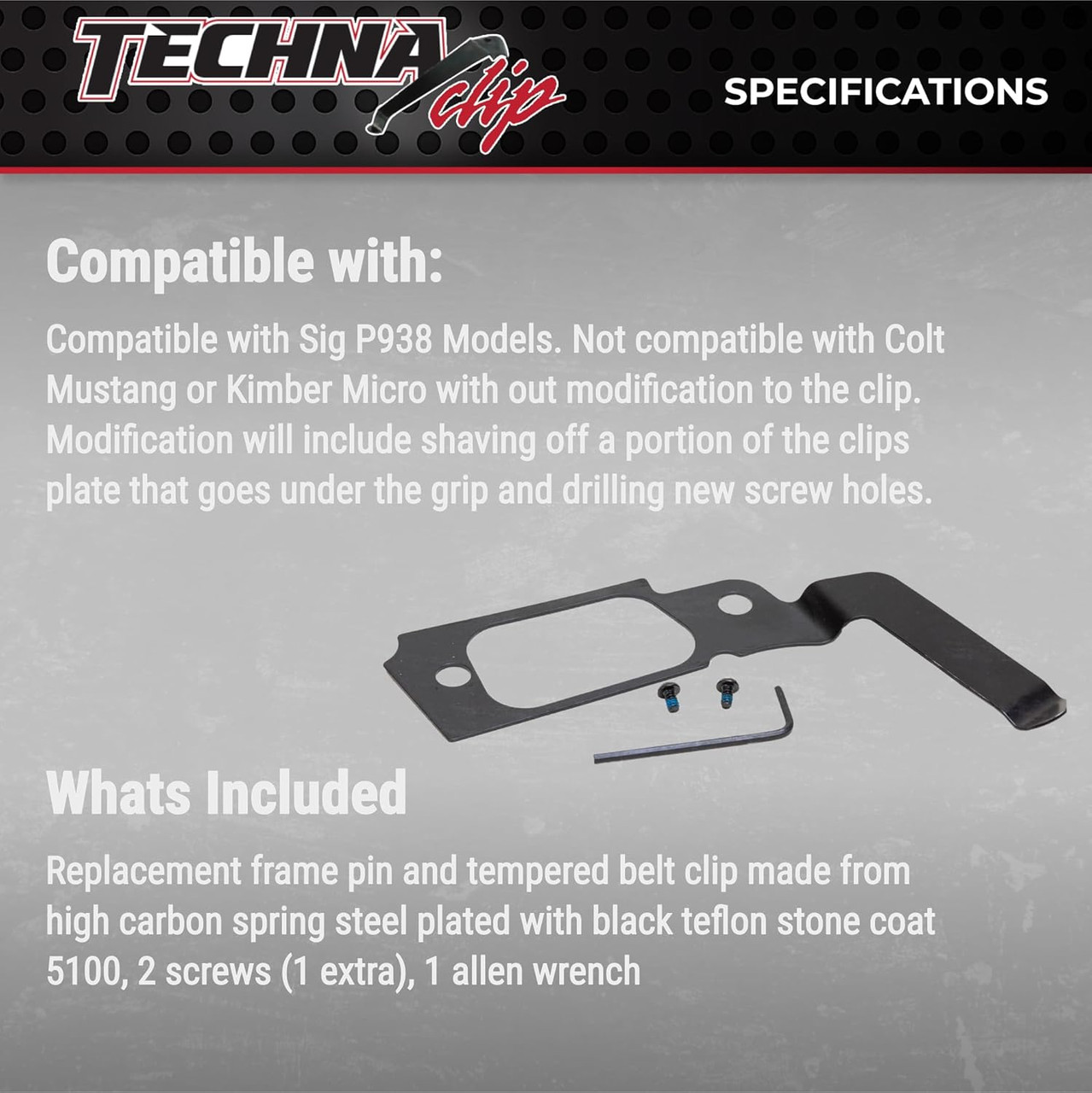 Techna Clip Concealment System Sig Sauer P238 380 Gun-Clip w/Teflon Coat RH Techna Clip Concealment System Sig Sauer P238 380 Gun-Clip w/Teflon Coat RH