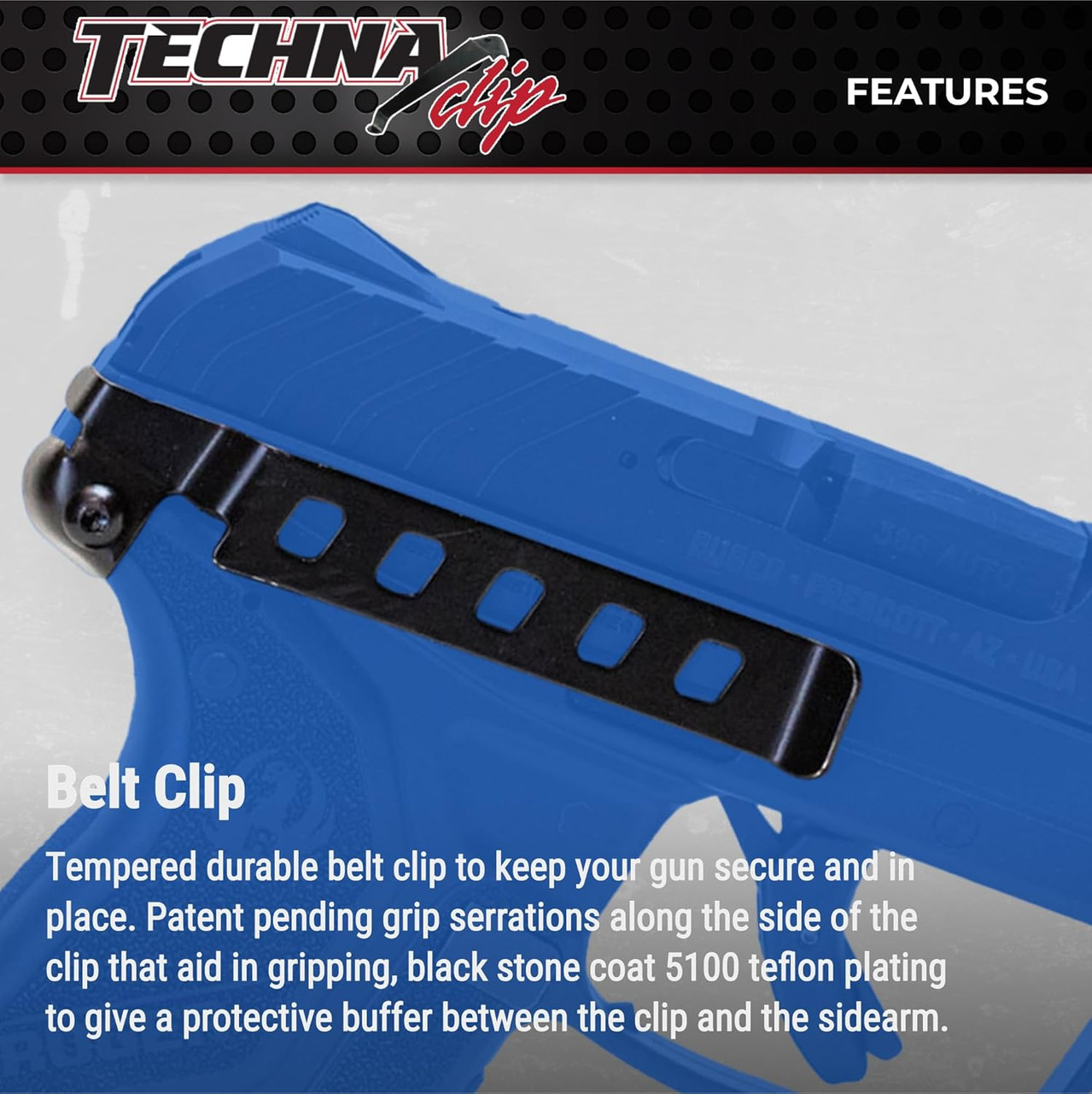 Techna Clip Concealment System Ruger LCPII 380 Gun-Clip w/Teflon Coating RH