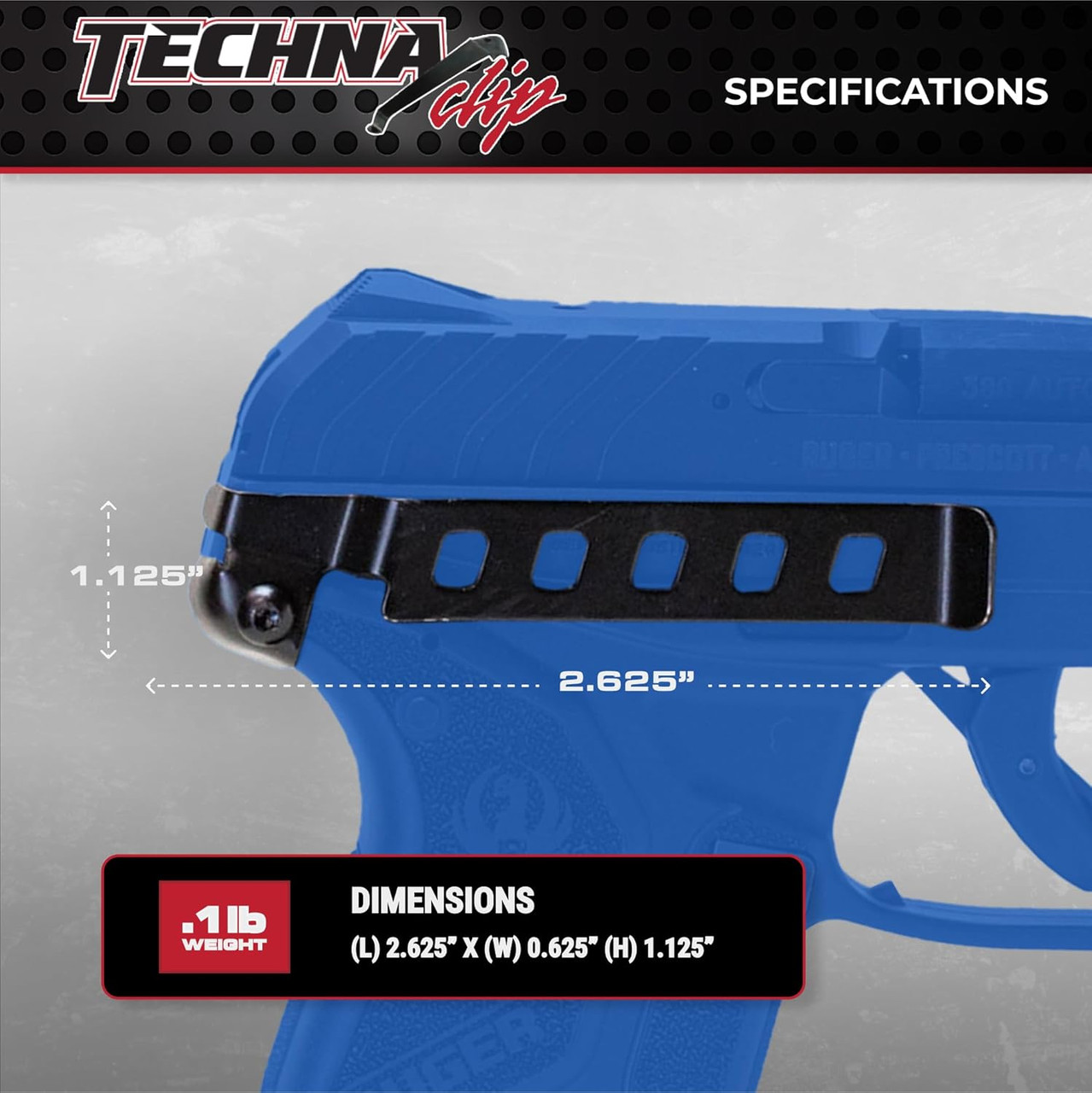 Techna Clip Concealment System Ruger LCPII 380 Gun-Clip w/Teflon Coating RH