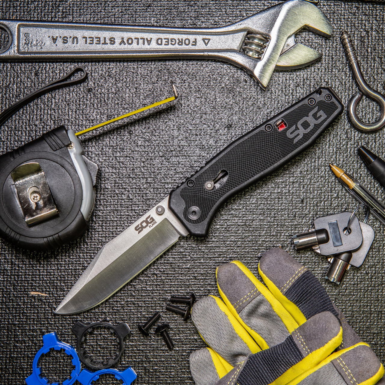 SOG Flare Folding & Pocket Knife Assisted Opening 3.5" Straight Edge Blade