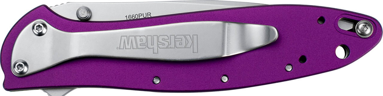 Kershaw Leek 3" Folding Drop Point Steel Blade Purple Handle W/ Pocket Clip