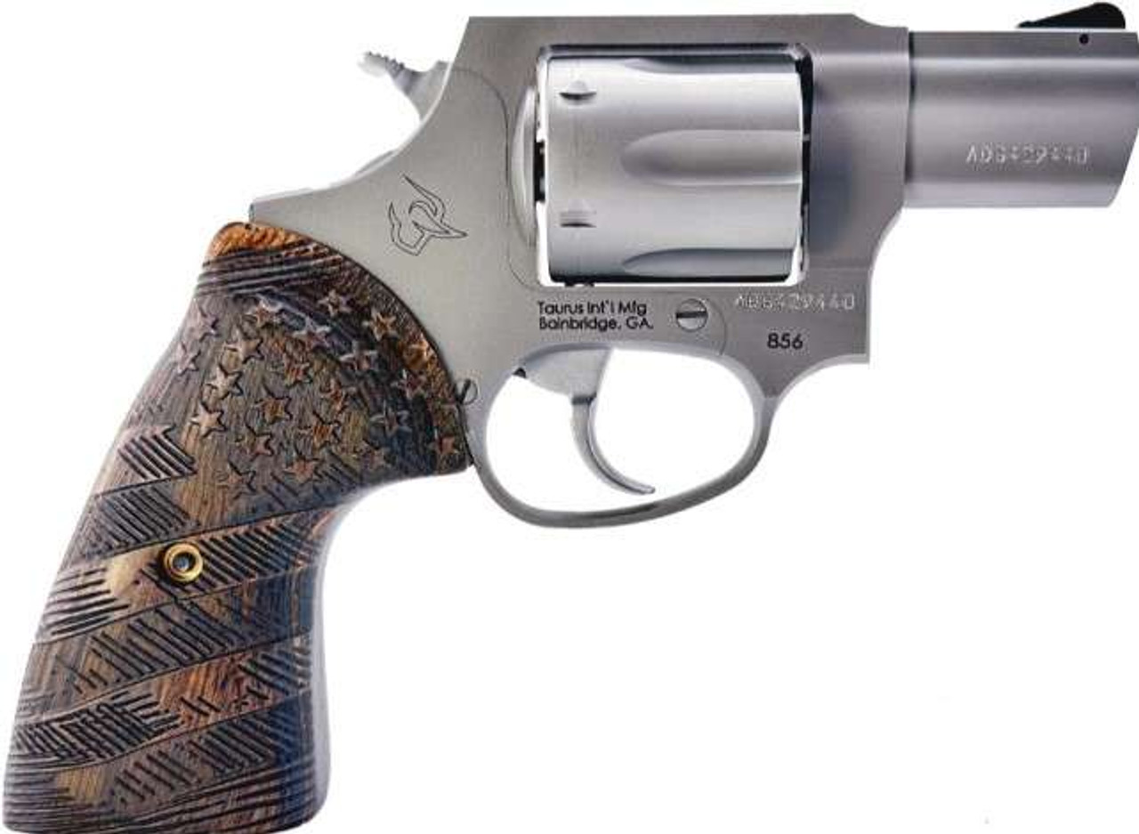 Taurus 2-85629-US2 856 6 Shot 2" BBL Stainless Custom Wood Grip w/Stars