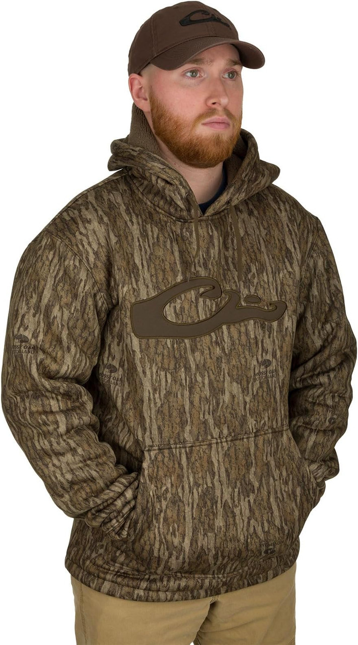 Drake Waterfowl Men's LST Silencer Fleeced-Lined Hoodie- MO Bottomland- M