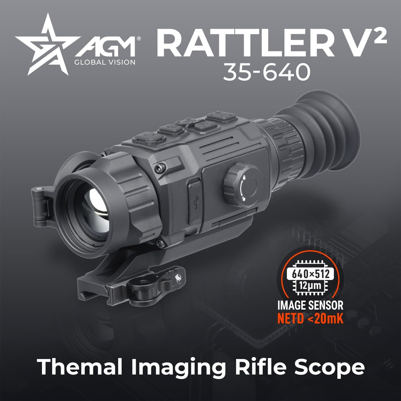 AGM Rattler V2 35-640 Thermal Imaging Scope High Resolution Waterproof Blk AGM Rattler V2 35-640 Thermal Imaging Scope High Resolution Waterproof Blk