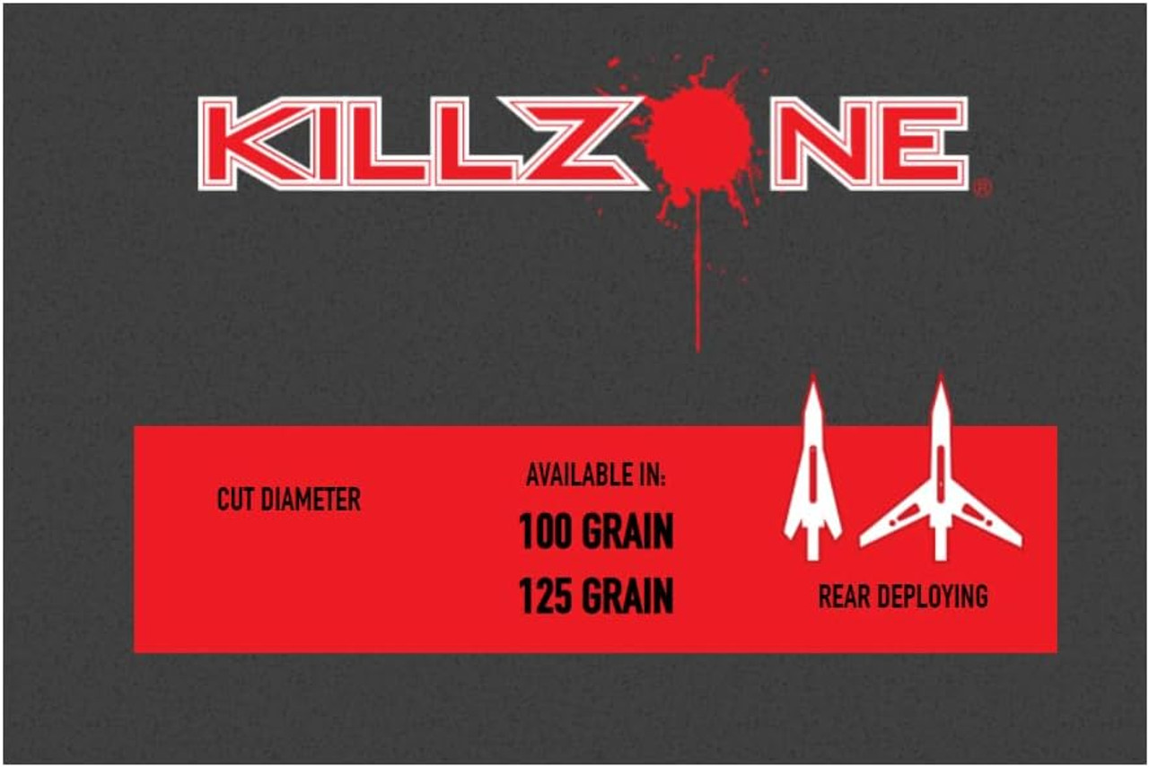 NAP Killzone 2 Blade Rear-Deploying Broadhead 2" Cutting Diameter 125gr 3Pk NAP Killzone 2 Blade Rear-Deploying Broadhead 2" Cutting Diameter 125gr 3Pk