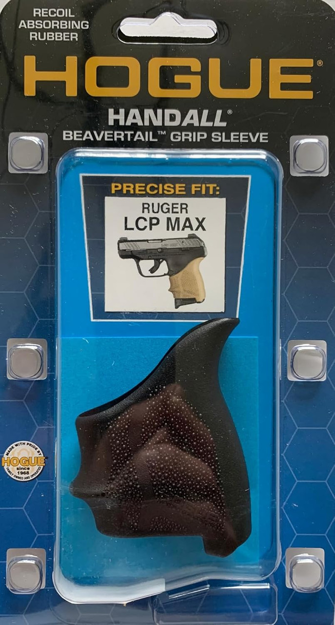 Hogue HandAll Beavertail Rubber Grip Sleeve for Ruger LCP Max Black 18130