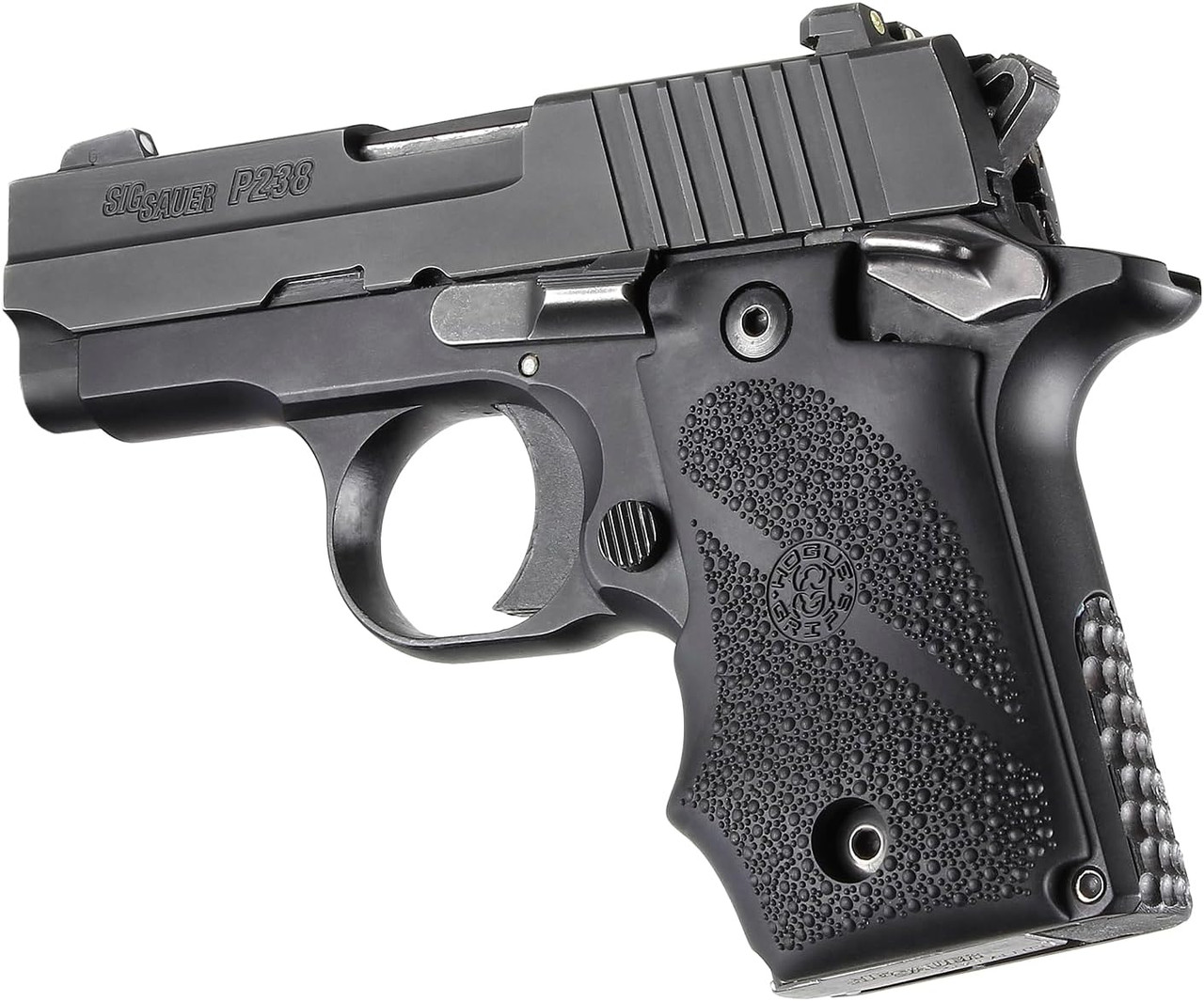 Hogue Sig Sauer P238 OverMolded Rubber Grip with Finger Grooves Black