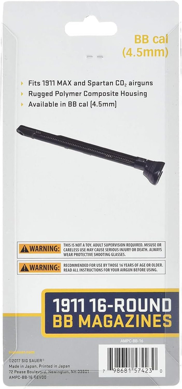 Sig Sauer AirGun Magazines 1911 Spartan 16Rd Steel BBs .177 Caliber 2PK