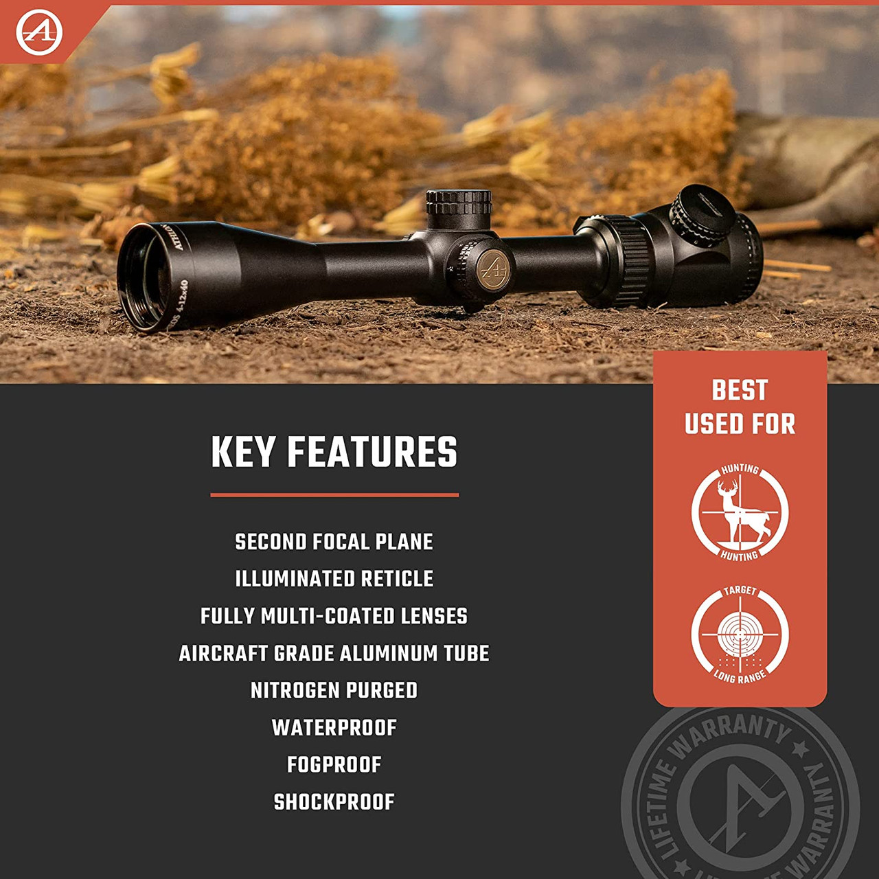 Athlon Optics Neos Riflescope 4-12x40 SFP BDC 500 IR Reticle 1" Tube Black