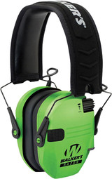 Walker's Razor Slim Electronic Ear Muffs Ultra Low Profile HI Viz Green