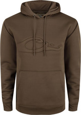 Drake Waterfowl Men Back Eddy Embossed Hunting Hoodie - Chocolate Chip M