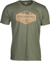 Browning Men's Hillside Graphic Logo Shirt Cotton Blend Military Green M