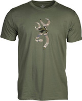 Browning Men's T-Shirt w/ Iconic Branding Military Grn/Ovix Buckmark 2XL