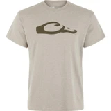 Drake Waterfowl Graphic Logo Cotton Blend T-Shirt Cobblestone Lt Hthr 2XL