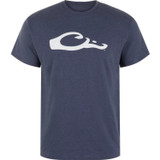 Drake Waterfowl Graphic Logo Cotton Blend T-Shirt Night Sky Dk Hthr XL