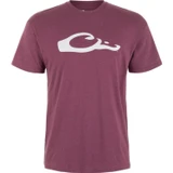 Drake Waterfowl Graphic Logo Cotton Blend T-Shirt Burgundy DK Hthr L