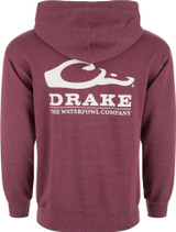 Drake Waterfowl Logo Midweight Cotton Hoodie Burgundy Dk Hthr X-Large