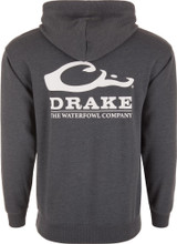 Drake Waterfowl Logo Midweight Cotton Hoodie Charcoal Heather Medium