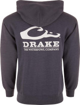Drake Waterfowl Logo Midweight Cotton Hoodie Night Sky Dk Heather Large