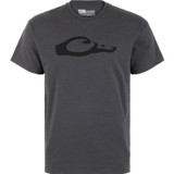 Drake Waterfowl Graphic Logo Cotton Blend T-Shirt Charcoal Hthr/Blk M