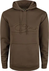 Drake Waterfowl Men Back Eddy Embossed Hunting Hoodie - Chocolate Chip 2XL