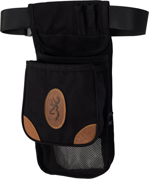Browning Lona Deluxe Shell Pouch, Canvas/Leather, Black 121388993
