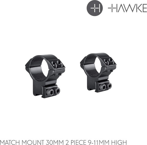 Hawke Optics Match Scope Ring Mounts, 30mm, High, Black, Double Screw