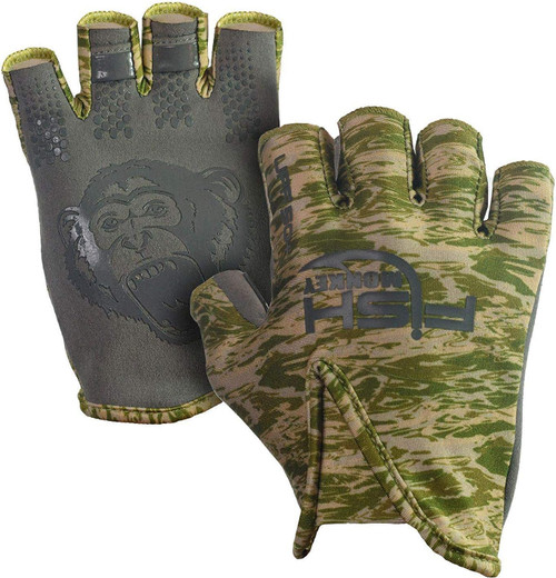 Fish Monkey Gloves Stubby Guide Glove Green Water Camo Large