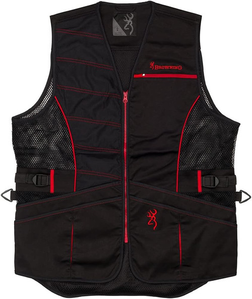 Browning Ace Shooting Vest, Black/Red, Extra Large - 3050457104