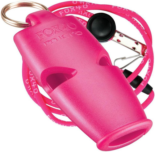Fox 40 Micro Pealess Safety Whistle With Lanyard 110 dB Pink 9513-0408