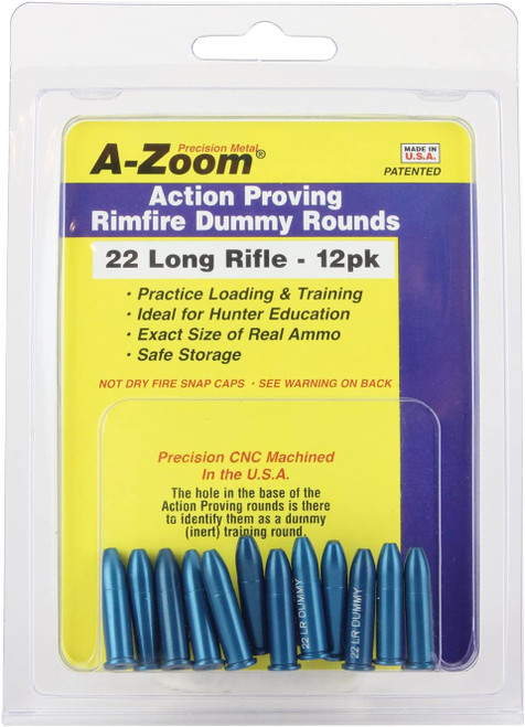 A-Zoom 22 LR Action Proving Rimfire Dummy Training Rounds 12 Pack 12206