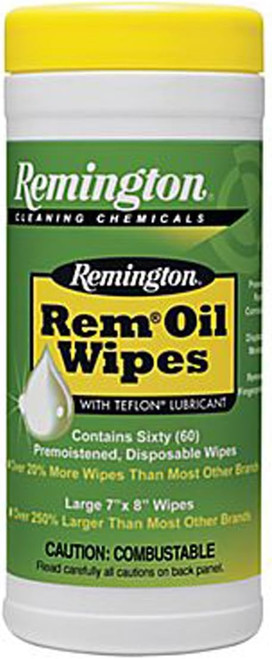 Remington 60 Count Premoistened Disposable Rem Oil Wipes Large 7"x8" 18384