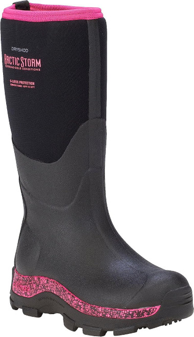 Dryshod Women's Arctic Storm Hi Boots, Black/Pink, Size 8 - ARS-WH-PN-8