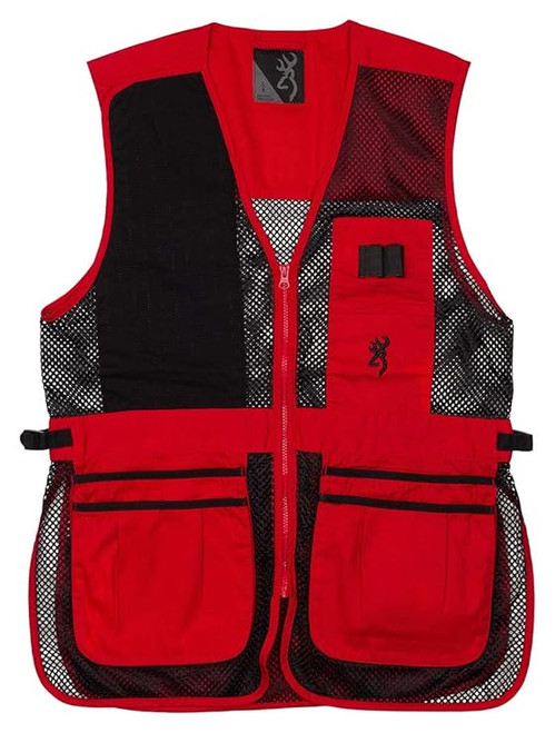 Browning Trapper Creek Shooting Vest, Black Red, Medium - 3050267102