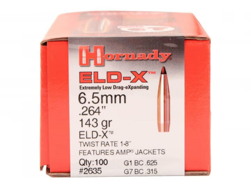 Hornady ELD-X 6.5 MM 143 Grain .246 2635 100 Per Box