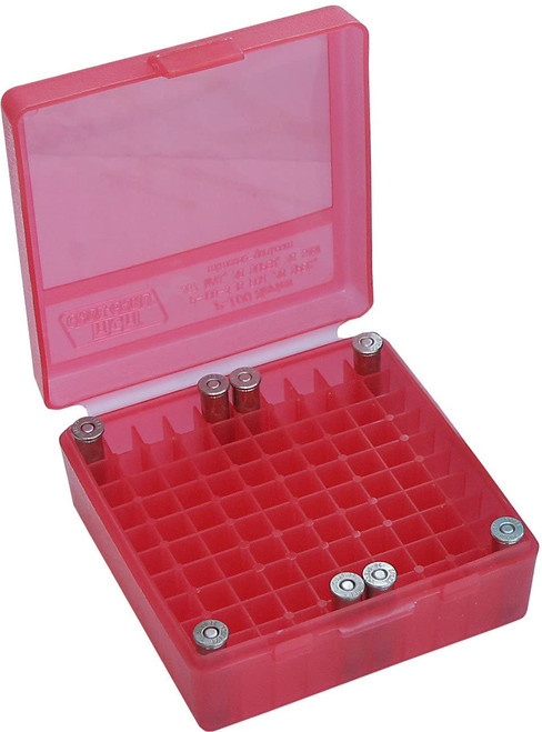 MTM 100 Round Pistol Ammo Box 357 & 38 Red