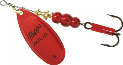 Mepps Aglia Plain Treble Fishing Lure, Red Platinum, 1/8th Oz - B1 RP
