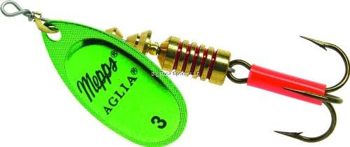 Mepps Aglia Plain Treble Fishing Lure, Green Platinum, 1/4 Oz - B3 GRP